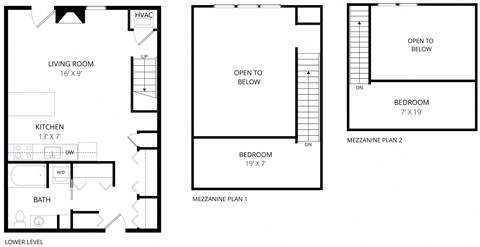 Floor plan for 1 bed, 1 bath, 699 sqft